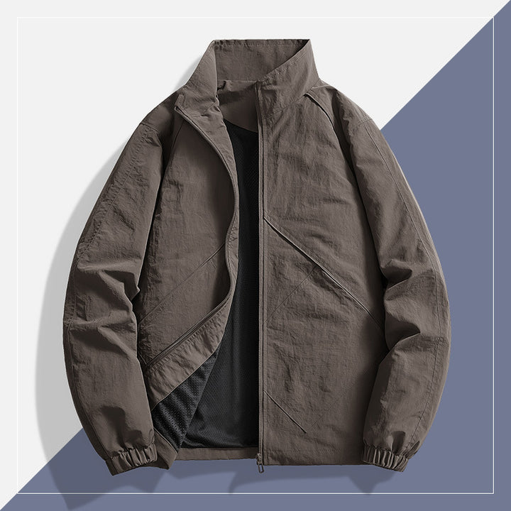 Men's Lightweight Technical Windbreaker with Mesh Lining, Stand Collar and Elastic Cuffs Mune Fashion