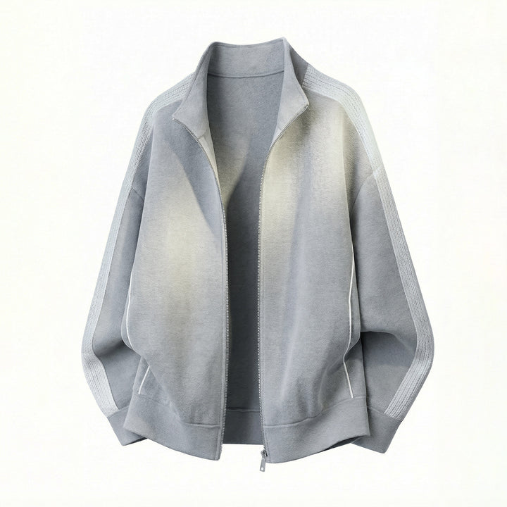Men's oversized fleece zip jacket with stand-up collar and structured sleeve inserts Mune Fashion