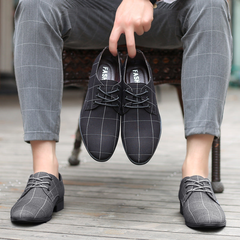 Men's elegant check-patterned derby shoe with narrow pointed shape Mune Fashion