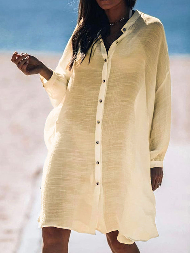 Women's lightweight and airy shirt dress with button details Mune Fashion