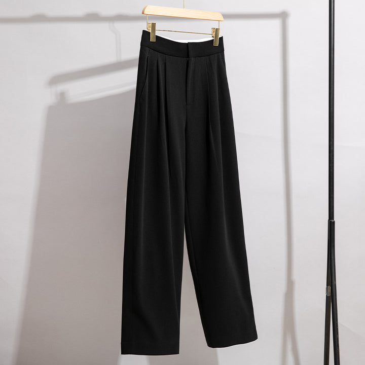 Women High-Waisted Pleated Cuff Pants with Wide Leg Mune Fashion