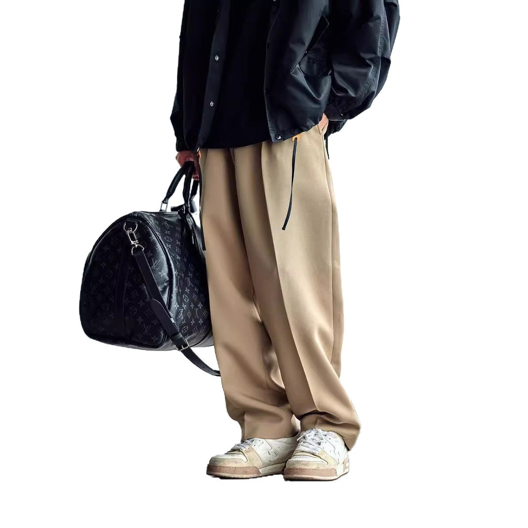 Men's Wide Chino Trousers with Pleats and Loose Fit Mune Fashion