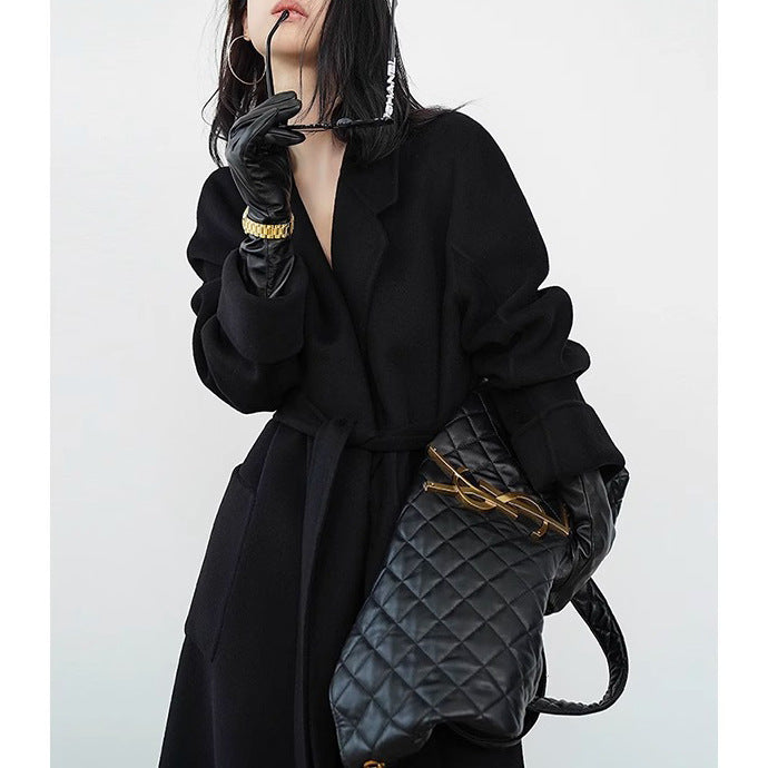 Ladies Elegant Wrap Coat with Waist Belt Mune Fashion