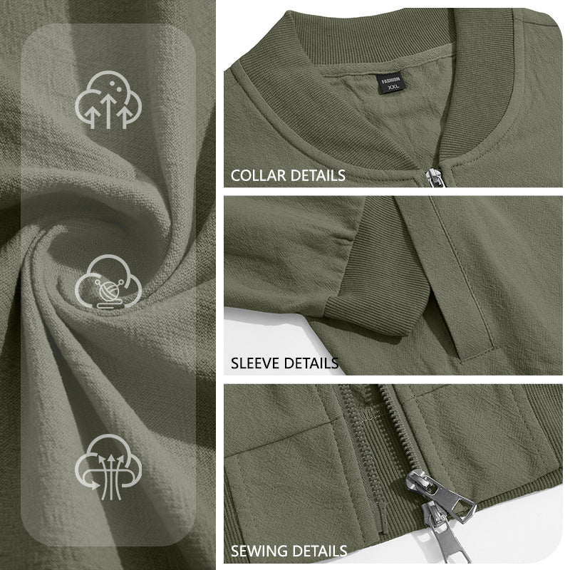 Men's lightweight bomber jacket with ribbed hem and full zip Mune Fashion