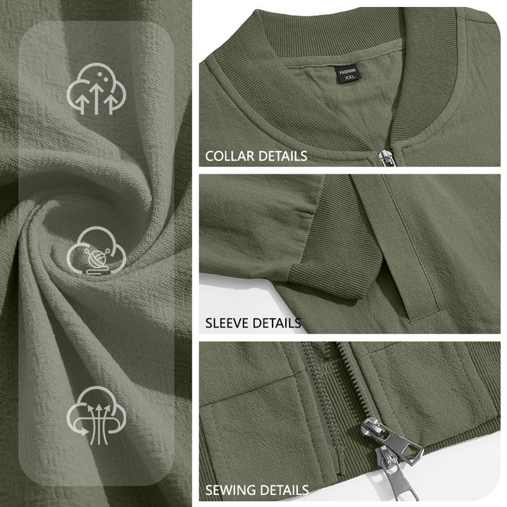 Men's lightweight bomber jacket with ribbed hem and full zip Mune Fashion