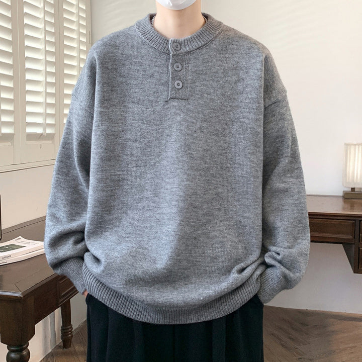 Men's Comfortable Knit Sweater with Button Placket Mune Fashion 1787799372