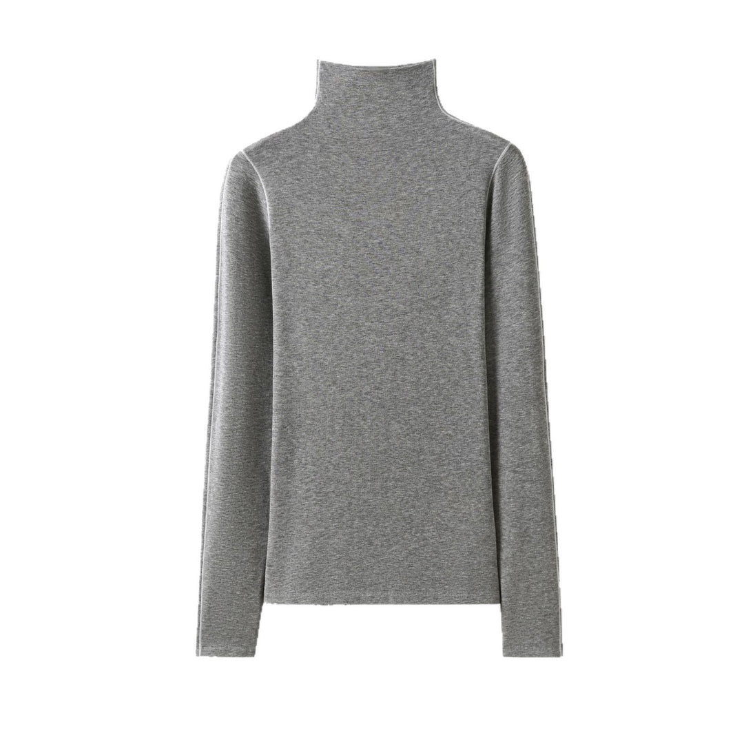 Women's Slim-Fit Turtleneck Fine Knit Shirt with Long Sleeve Mune Fashion