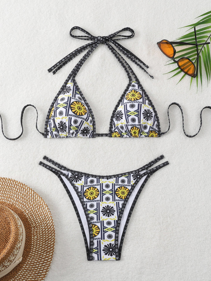 Women's Triangle Bikini with Modern Geometric Pattern Mune Fashion