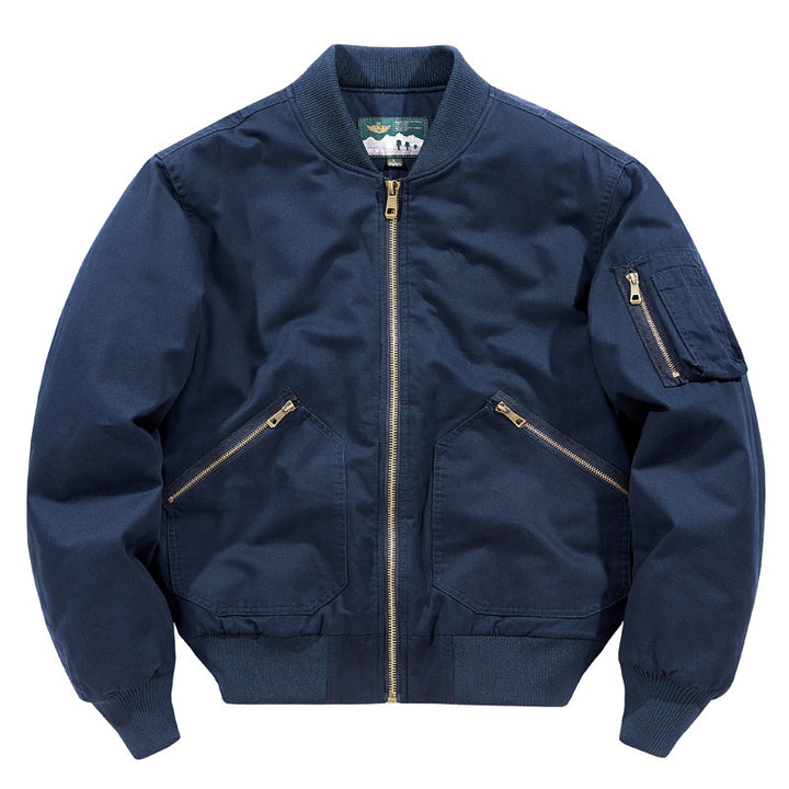 Men's Canvas Bomber Jacket in Vintage Workwear Design with Arm Pocket Mune Fashion