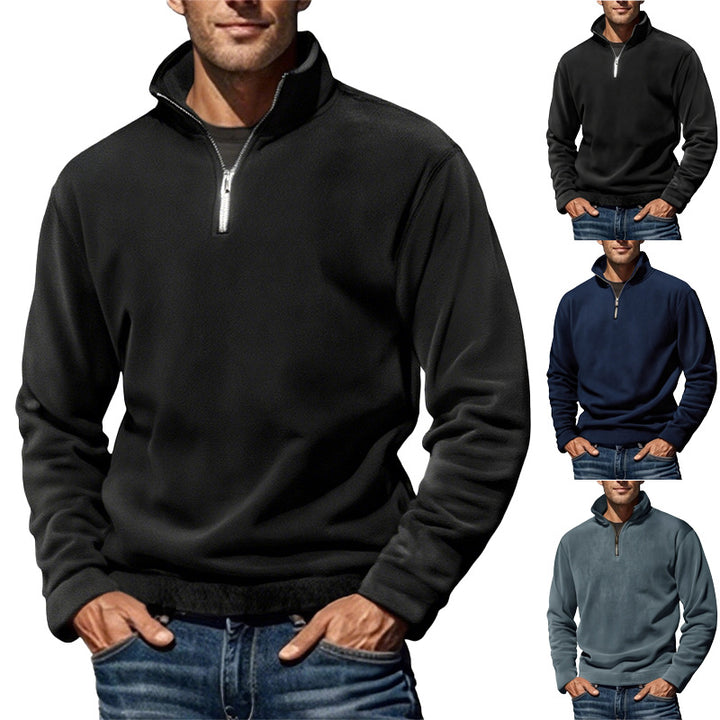 Men's Nano Fleece Half-Zip Pullover with Stand-Up Collar and Ribbed Cuffs Mune Fashion
