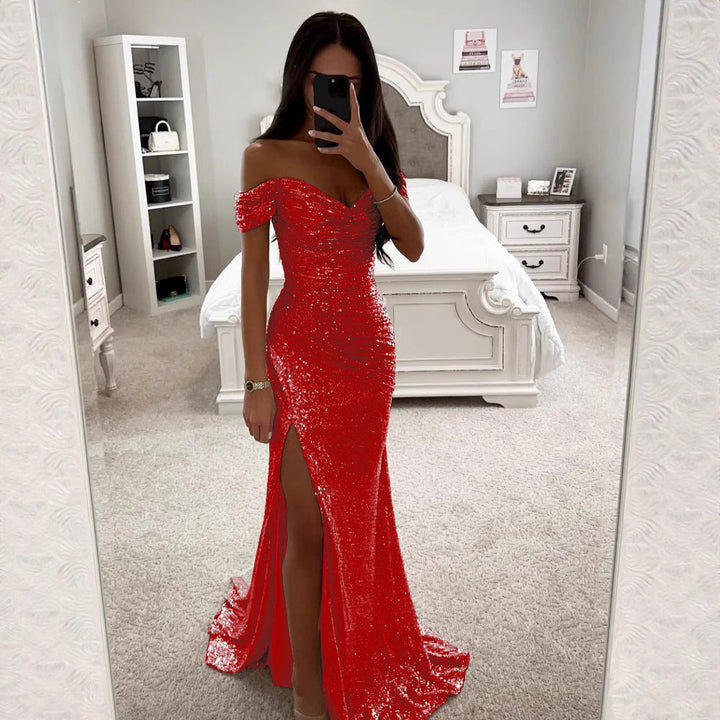 Women's Evening Dress with Shimmering Sequins Mune