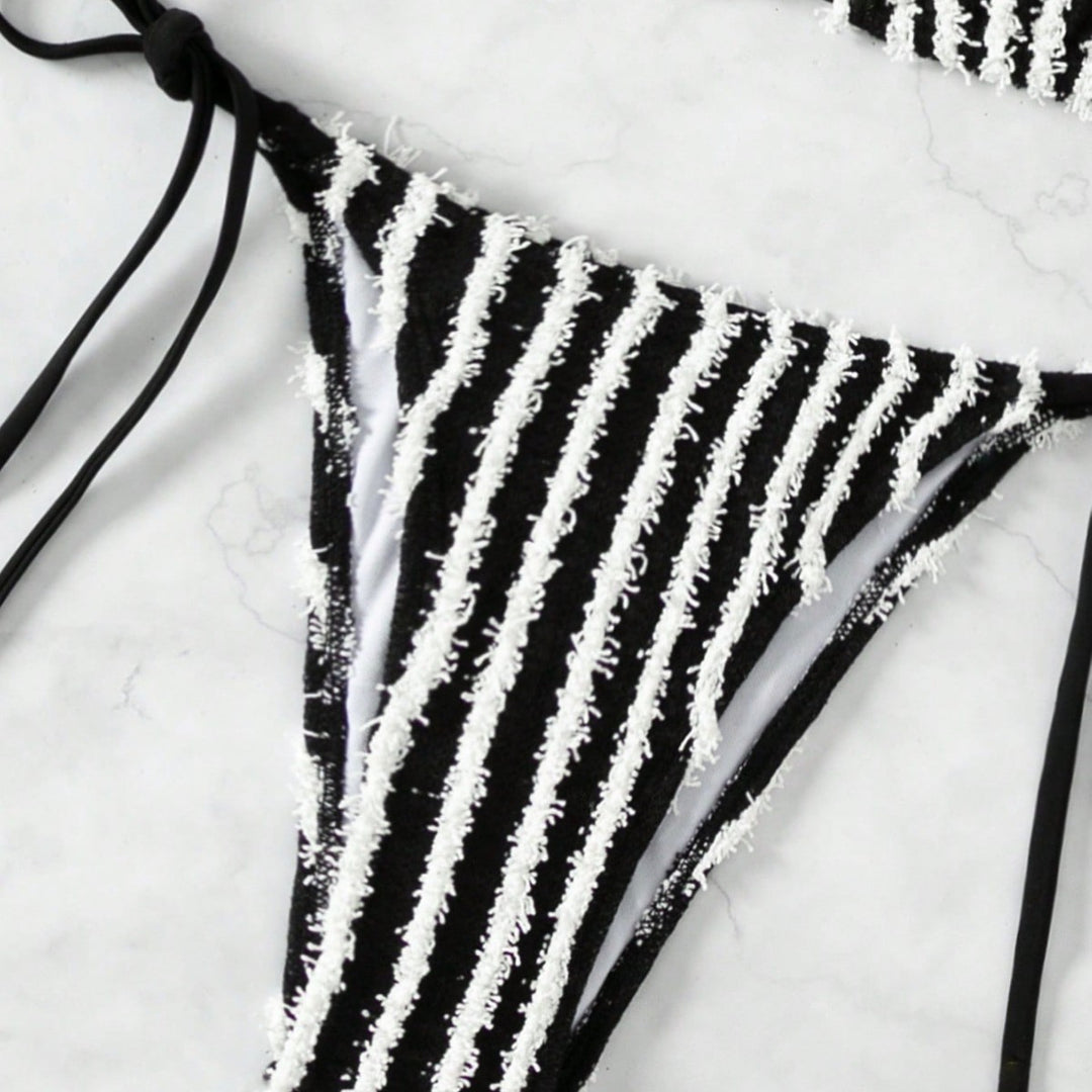 Women's Triangle Bikini with striking striped pattern Mune Fashion