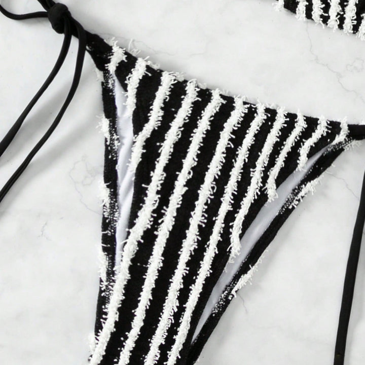 Women's Triangle Bikini with striking striped pattern Mune Fashion