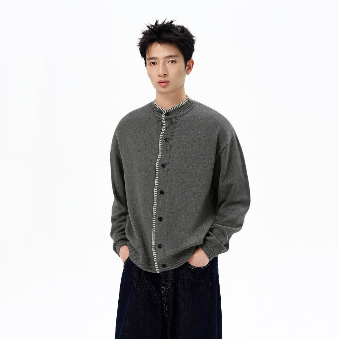 Men's Fashion Cardigan with Contrast Stitching Mune Fashion