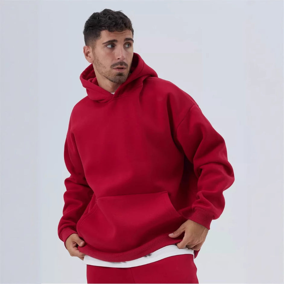 Men's heavy fleece boxy hoodie with deep shoulder drop reinforced hood and kangaroo pocket Mune Fashion