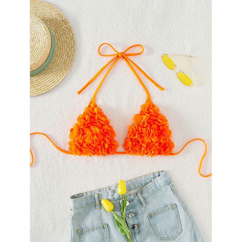 Women's triangle bikini with playful floral appliqués Mune Fashion