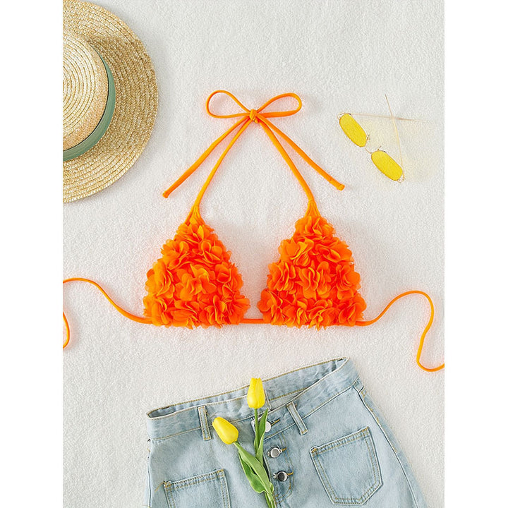 Women's triangle bikini with playful floral appliqués Mune Fashion