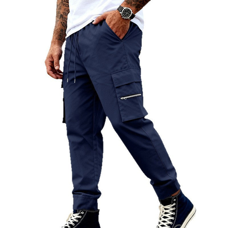 Men's cargo joggers with elastic waistband, drawstring and zippered pockets Mune Fashion