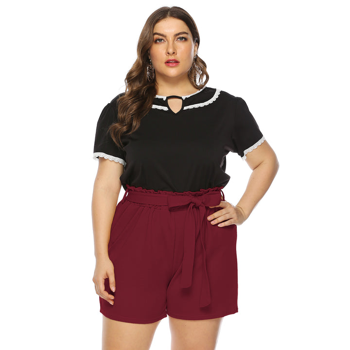 Women's fashionable top with ruffled sleeves and elegant shorts Mune Fashion