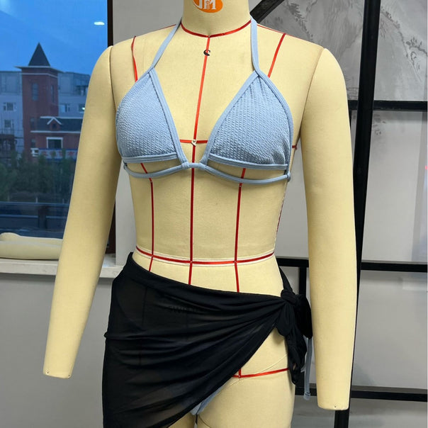 Women's triangle bikini with stylish wrap skirt Mune Fashion