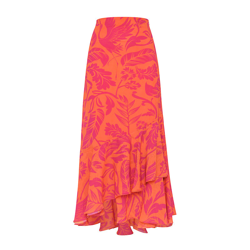 Women's bikini set with voluminous ruffle design and matching maxi skirt Mune Fashion