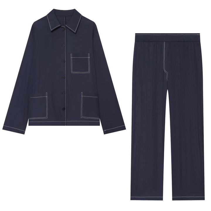 Women's Relax Lounge Pants made of Crêpe Viscose with Wide Leg and Elastic Waist Mune Fashion