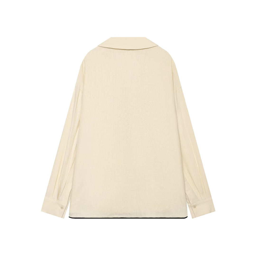 Women's Oversize Tunic-Pullover with Polo Collar and Side Decorative Straps Drune