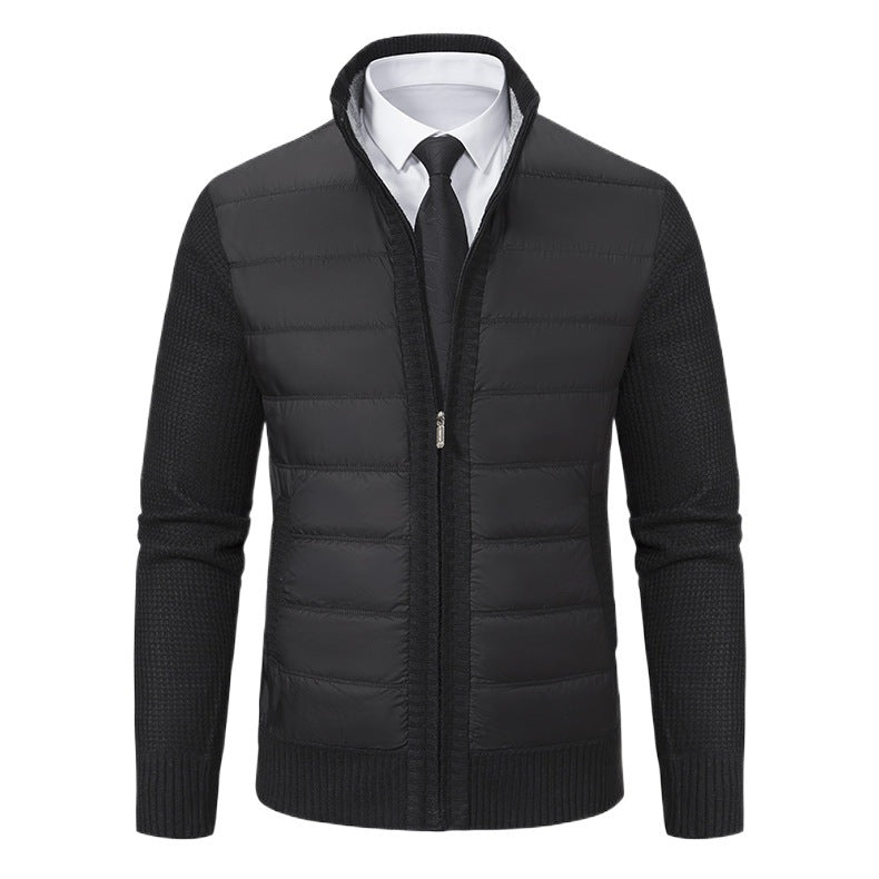 Men's quilted hybrid cardigan with stand-up collar, zipper, and slip pockets Mune Fashion