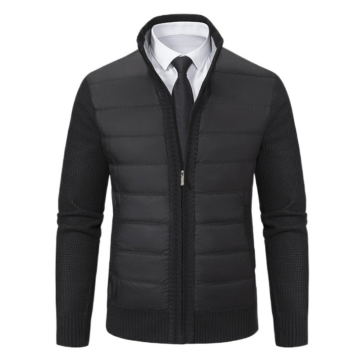 Men's quilted hybrid cardigan with stand-up collar, zipper, and slip pockets Mune Fashion