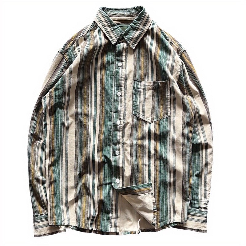 Unisex Oversized striped cotton blend shirt with chest pocket and relaxed fit Mune Fashion