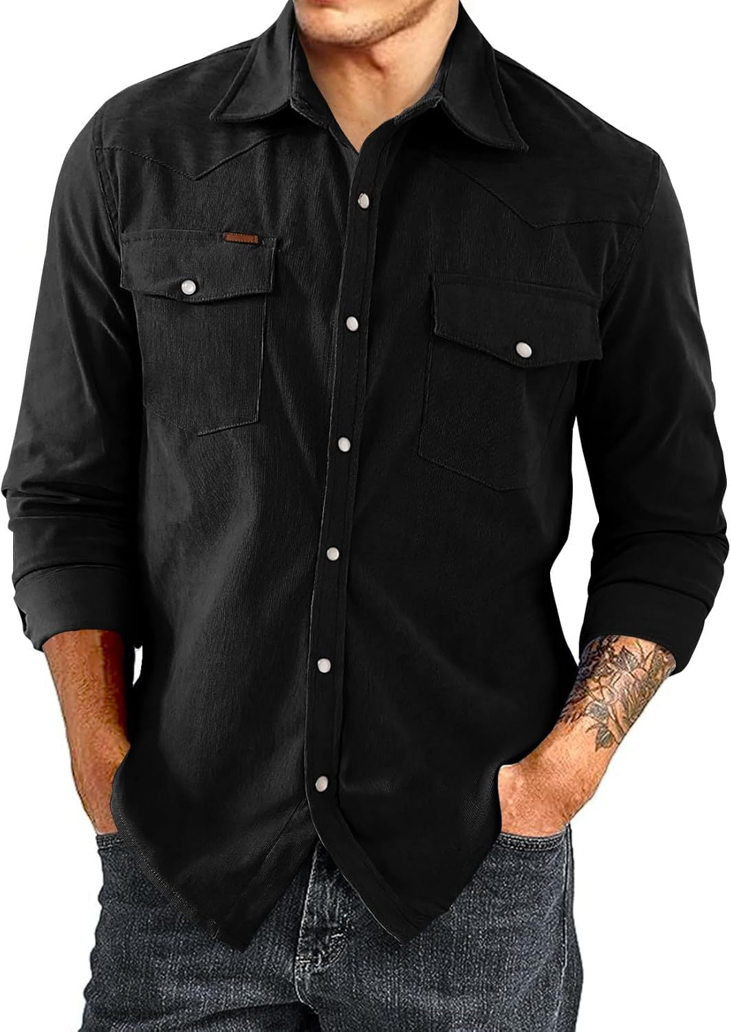 Men's Casual Cotton Shirt with Check Pattern