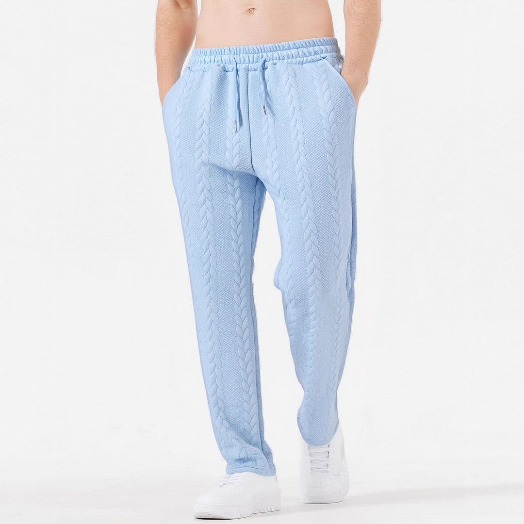 Men's chunky knit lounge jogging pants with cable knit, elastic waistband and drawstring Mune Fashion