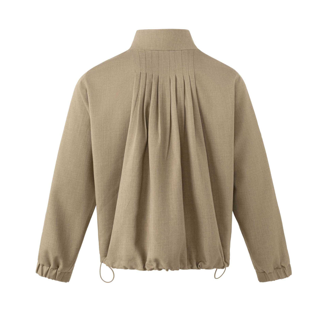 Men's Lightweight Cotton Blend Utility Jacket with Stand-Up Collar and Drawstring Mune Fashion