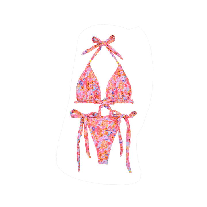 Women's Triangle Bikini with Colorful Floral Pattern and Adjustable Straps Mune Fashion