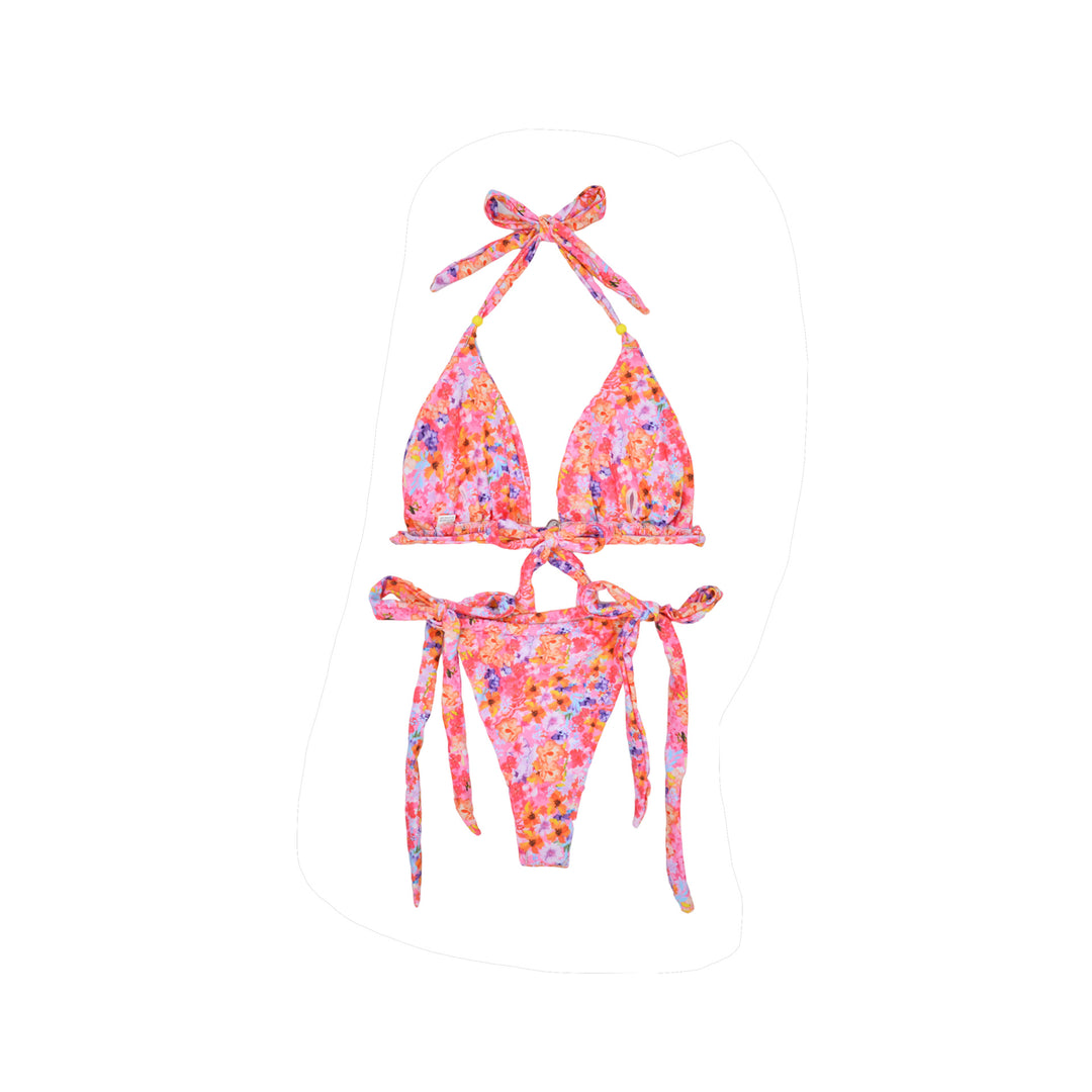 Ladies triangle bikini with easily adjustable straps and floral pattern Mune Fashion