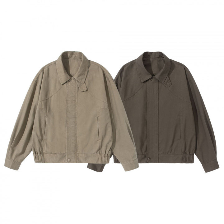 Men's Lightweight Boxy Field Jacket with Shirt Collar, Concealed Button Placket and Elastic Hem Mune Fashion