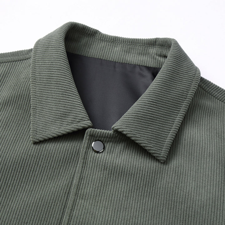 Men's structured corduroy transitional jacket with snap button front and patch pockets Mune Fashion