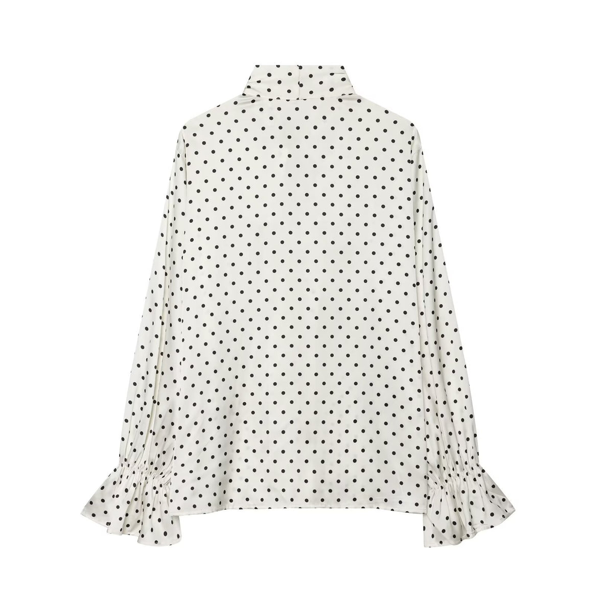 Women's silk look tie blouse with puff sleeves and frill cuff detail Drune