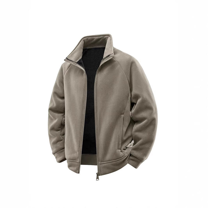 Men's fleece thermal jacket with double-layer teddy inner lining and high stand-up collar Mune Fashion