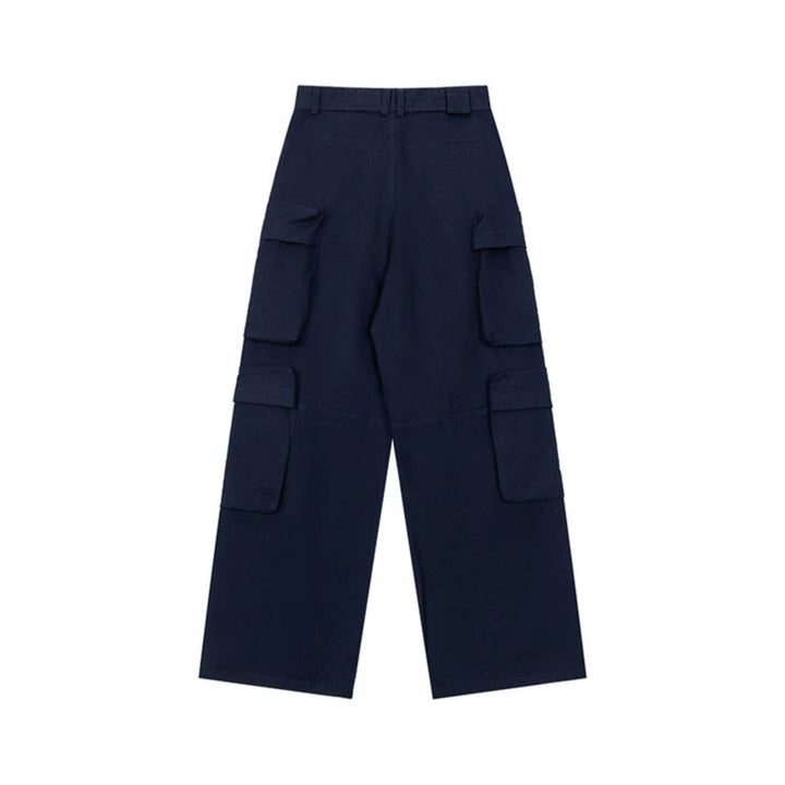 Women Wide Cargo Palazzo Pants with Multiple Pockets, High Waist and Statement Print Mune Fashion