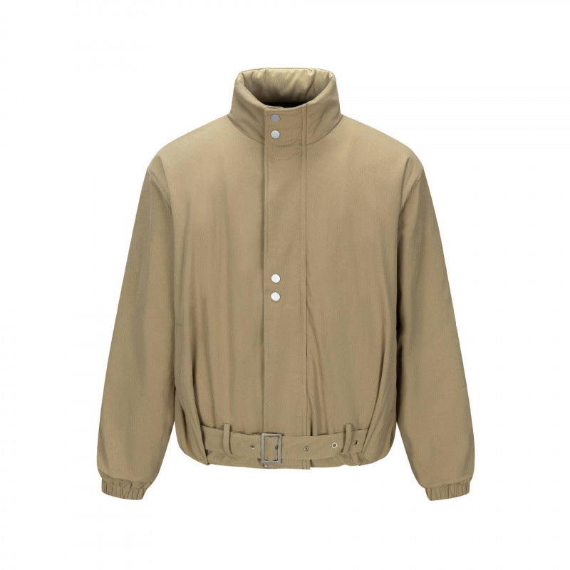 Men's short technical jacket with high stand-up collar, waist belt and elastic cuffs Mune Fashion