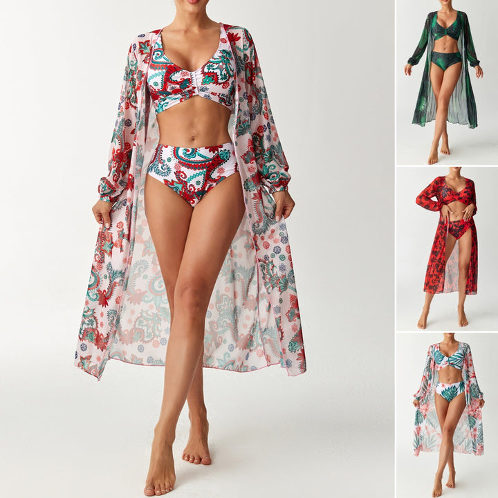 Women's Transparent Beach Dress with Floral Pattern Mune Fashion