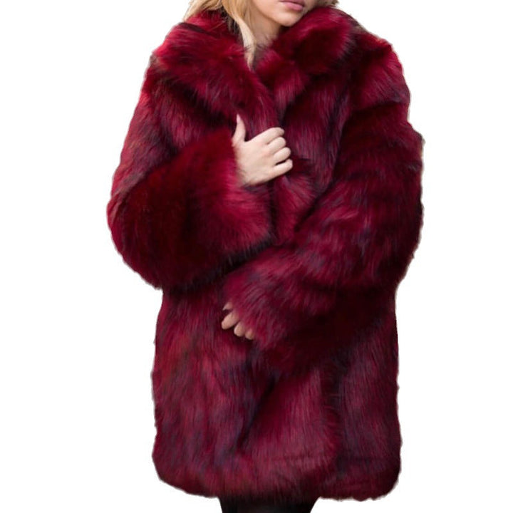 Ladies Luxurious Faux Fur Coat with Voluminous Sleeves Mune