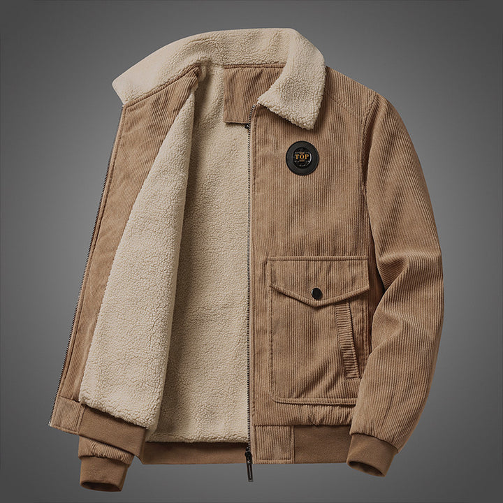 Men's cord jacket with full Sherpa lining, lapel collar and flap pockets Mune Fashion