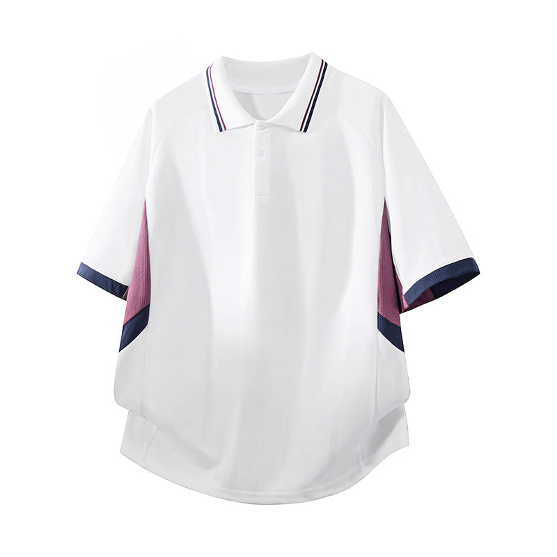 Unisex Boxy Oversize Polo Shirt made of technical functional jersey with contrast panels and raglan sleeves Drune