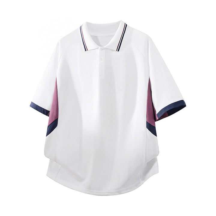 Unisex Boxy Oversize Polo Shirt made of technical functional jersey with contrast panels and raglan sleeves Drune