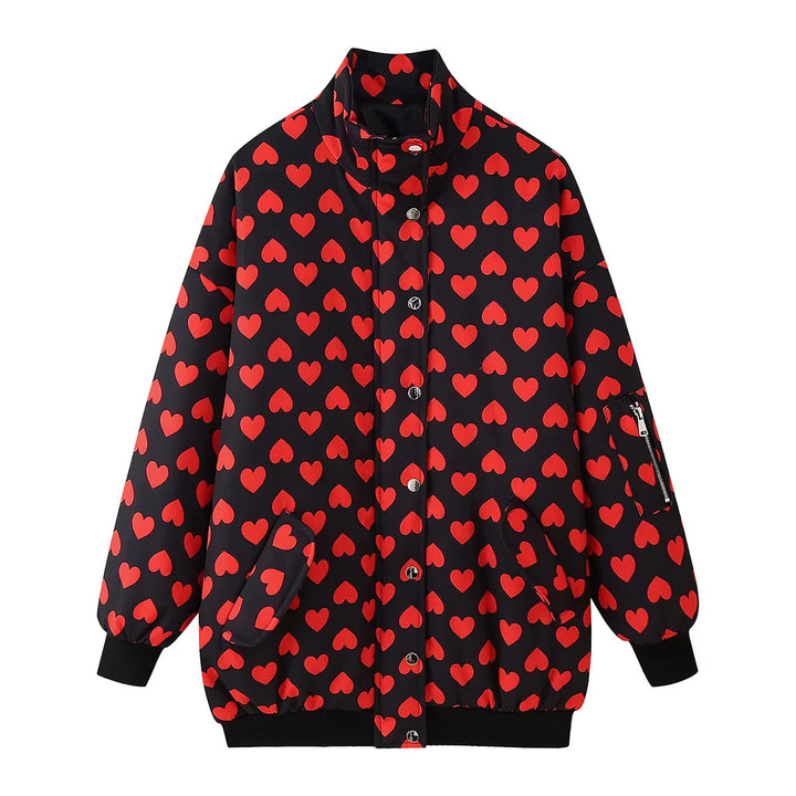 Women's non-quilted oversized bomber jacket with stand-up collar, elastic cuffs, and arm pocket Mune Fashion