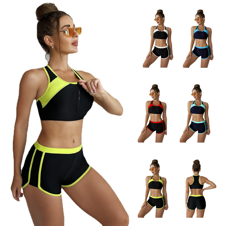 Women's Athletic Two-Piece with Zipper and Breathable Mesh Design Mune Fashion