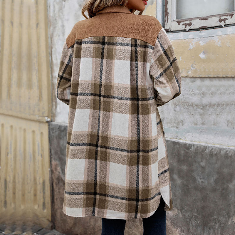 Women's Long Shirt Jacket in Overshirt Style with Breast Flaps Mune Fashion