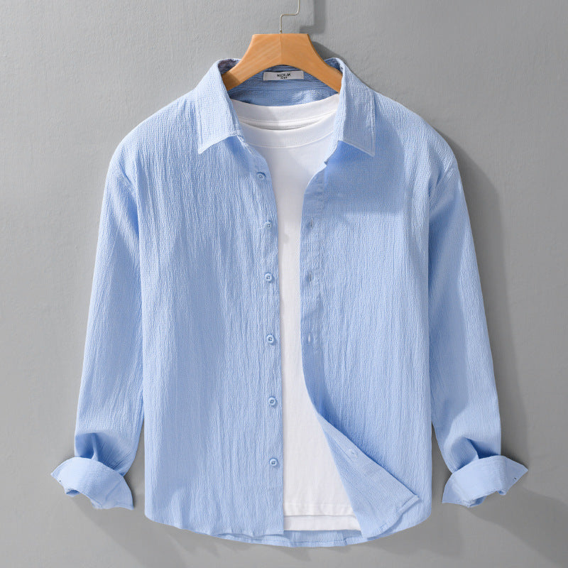 Men's lightweight structured long-sleeve shirt in overshirt style with kent collar Mune Fashion
